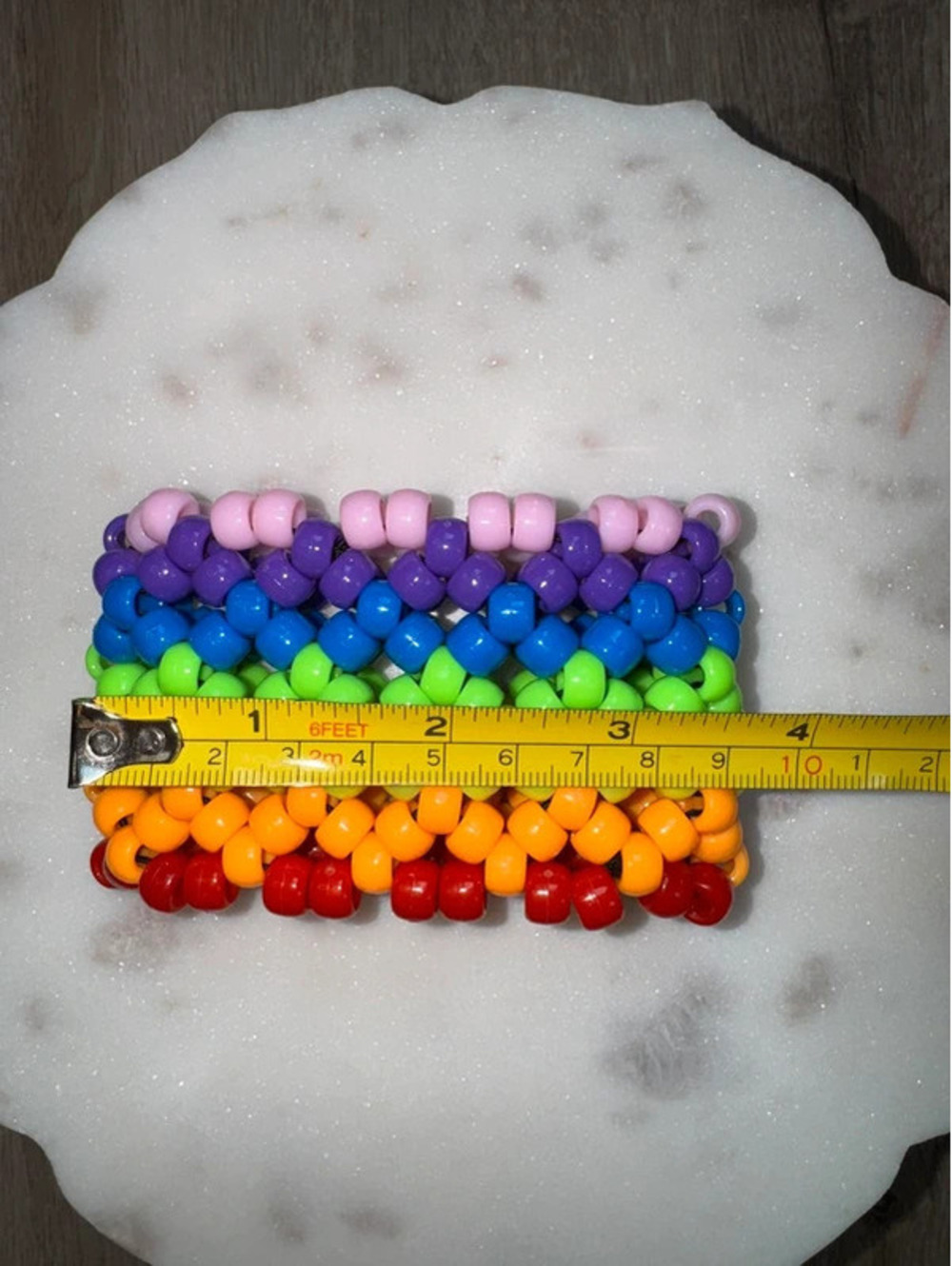 Handmade Rainbow Beaded Wide Cuff Bracelet - Picture 7 of 9